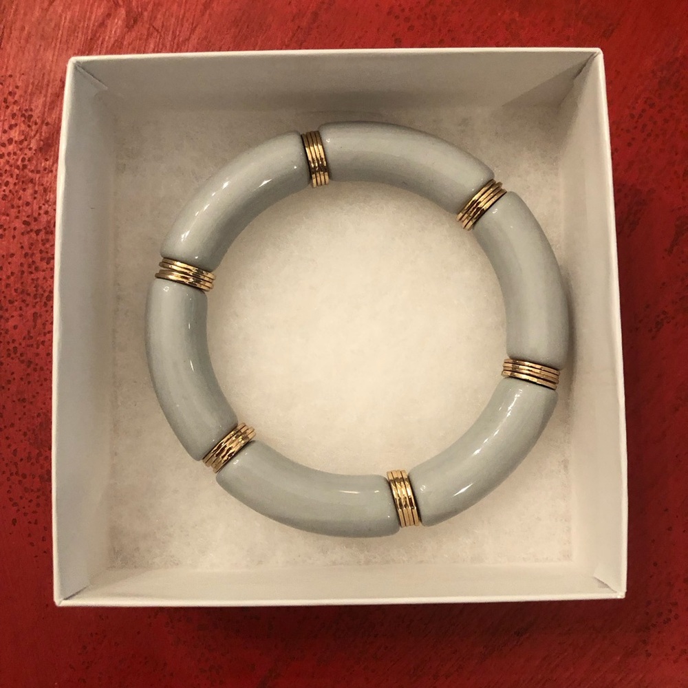 NEW! Tubular Bracelet - Light Blue/Green Tubes with Gold Discs ⏺️ - Picture 4 of 6